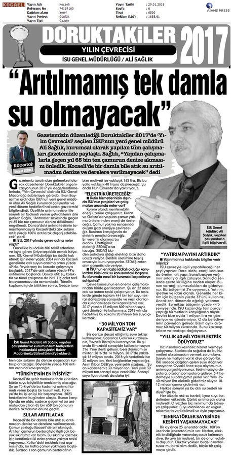 GENEL MÜDÜR SAĞLIK,”ARITILMAMIŞ SU OLMAYACAK”