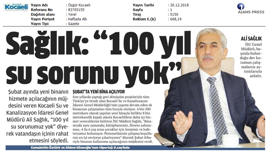 SAĞLIK: “100 YIL SU SORUNUMUZ YOK”