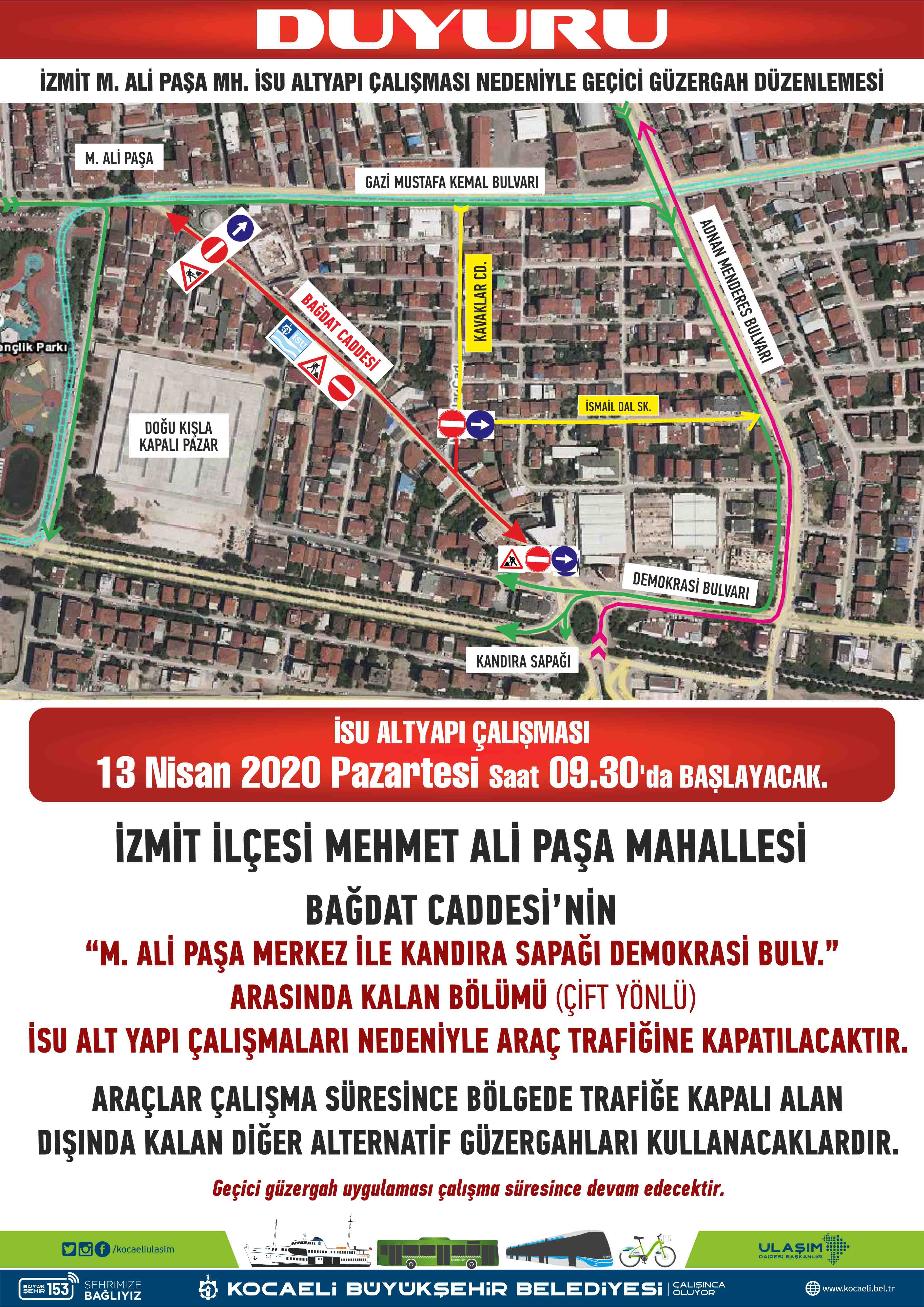 MEHMET ALİ PAŞA’DA 2 GEÇİCİ GÜZERGAH OLUŞTURULDU