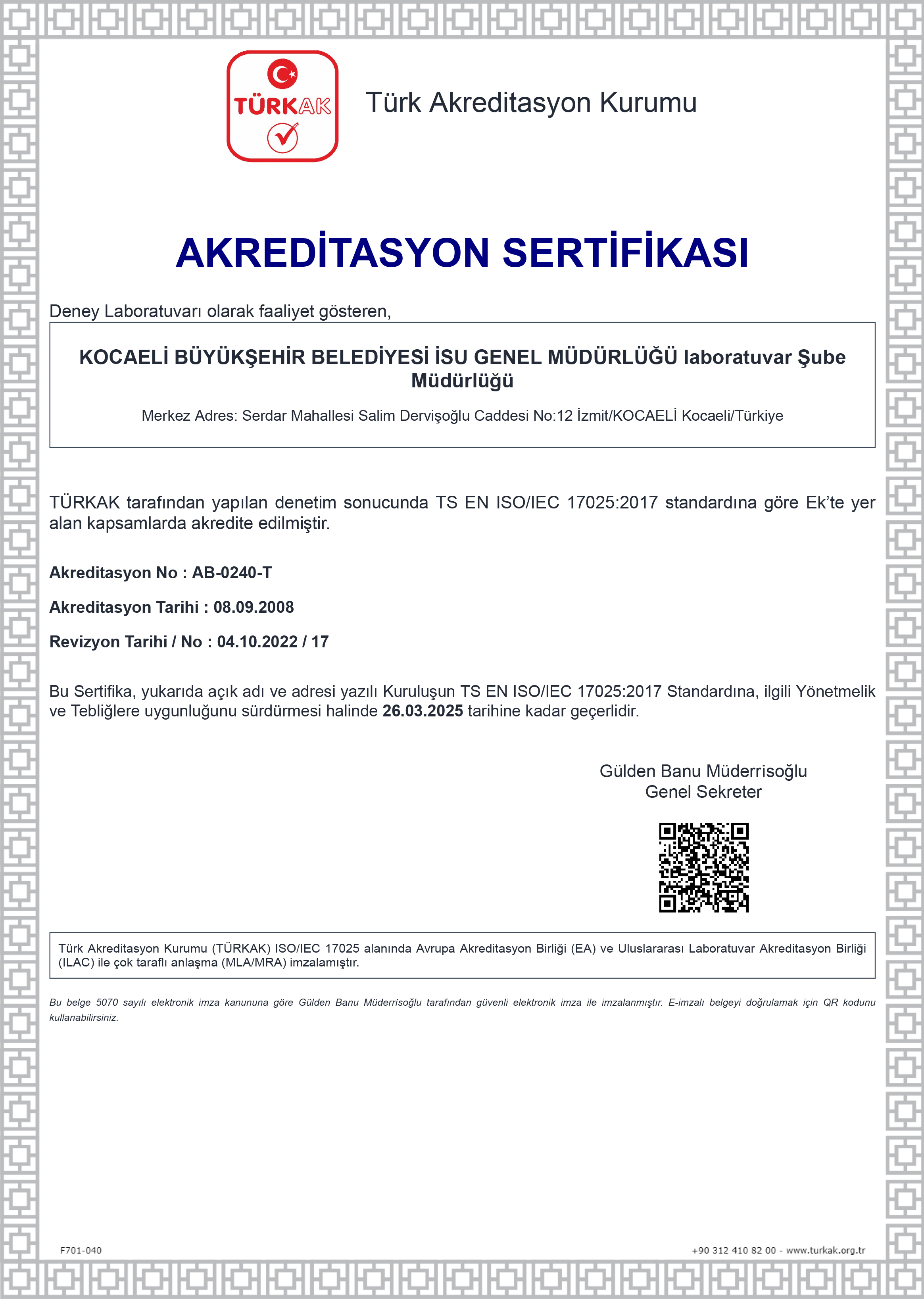 İSU MERKEZ LABORATUVARI TÜRKAK DENETİMİNDEN GEÇTİ; AKREDİTE PARAMETRE SAYISI 270’E ÇIKARILDI