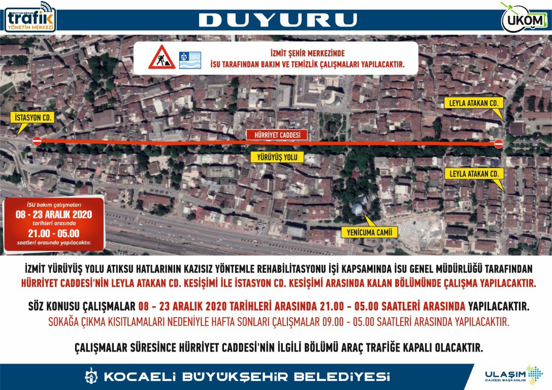 Hürriyet Caddesi’nde çalışma yapılacak